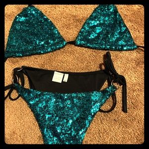 Teal sequin bikini